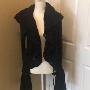 Black sweater with crochet collar